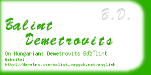 balint demetrovits business card